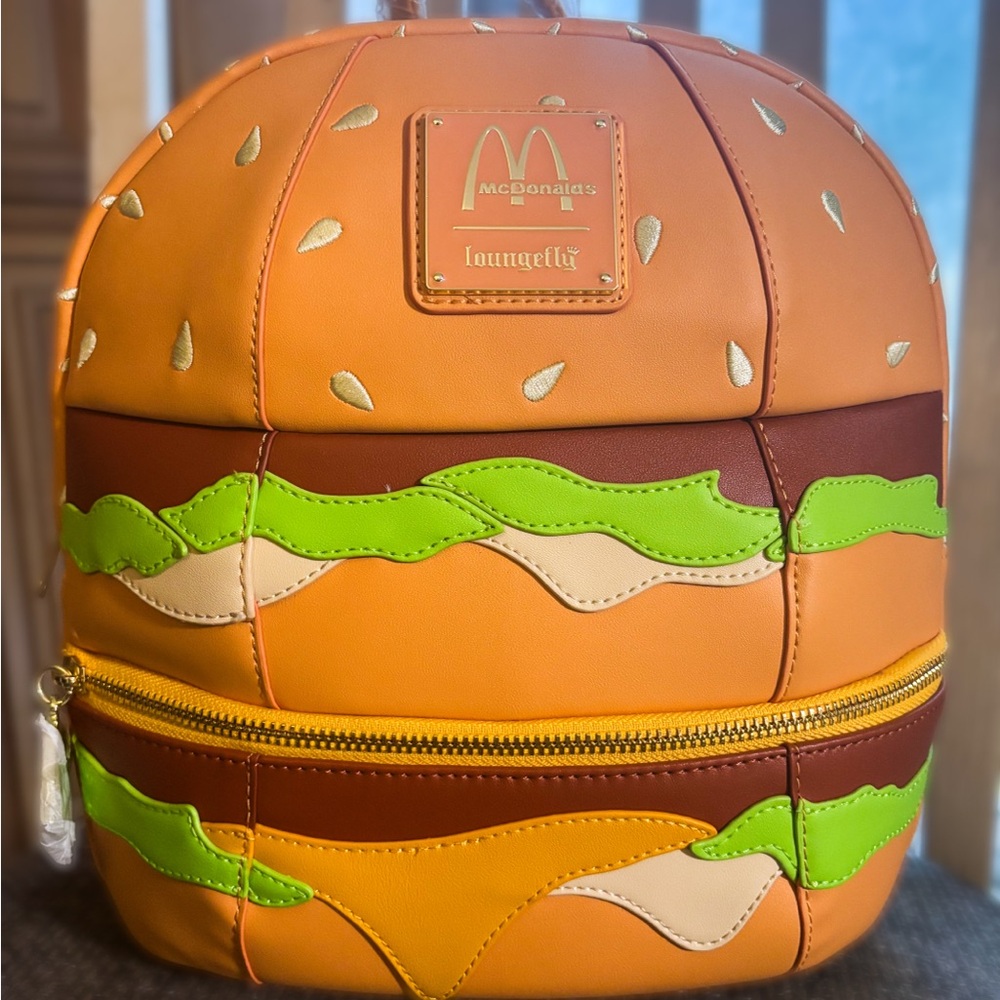 Loungefly McDonald's Cheeseburger Backpack - Orange, Brown, Green